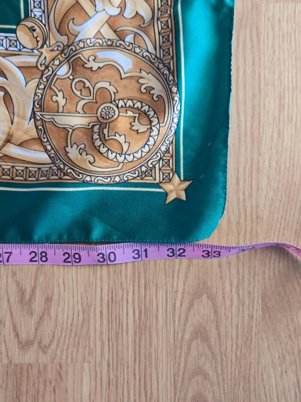 Vintage Emerald Green Celestial Zodiac Satin Feel Square Scarf - Picture 7 of 8